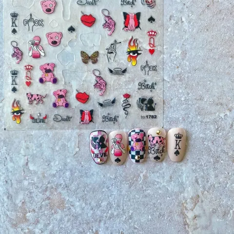 Adesivi Rilievo Arte Unghie Autoadesivi Gatto Rosa Farfalla Fiocco Punk Stile Y2K Per Decorazioni Manicure DIY