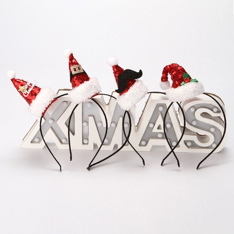 Cerchietto Molletta Per Capelli Mini Cappello Di Natale Paillettes Peluche Per Arredamento Festa Regalo Donne Bambini