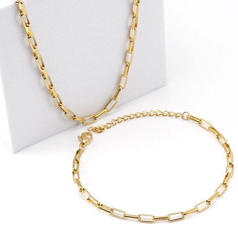 Collana A Catena Con Maglie A Graffetta In Acciaio Inossidabile Placcato Oro 18K Gioielli Punk Minimalisti Donna Uomo