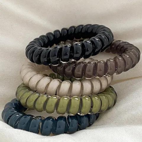 Spiral Hair Ties Telephone Cord Hair Rope High Elastic Plastic Resin Durable Ponytail Holder For Women Girls Accessories