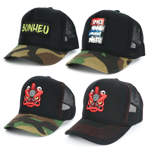 Gorra Trucker Malla Transpirable Snapback Ajustable Bordado León Visera Camo Streetwear Moda Gorra De Béisbol Para Hombre Mujer