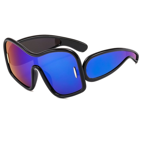 Oversized Futuristische Zonnebril PC Frame UV400 Bescherming Uit Eén Stuk Schild Wrap Around Hip Hop Punk Stijl Unisex