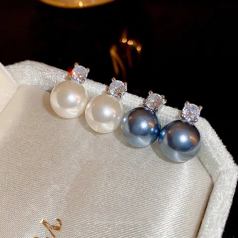 Elegante Künstliche Perlenstecker Ohrringe Mit Zirkonia Und Silbernem Ohrstecker Kleiner Einfacher Stil Schmuck Für Damen