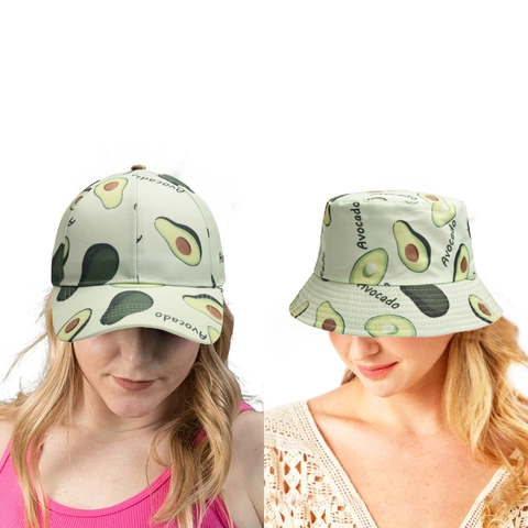 Baseball Cap And Bucket Hat Cotton Polyester Digital Printing Sun Protection Outdoor Avocado Tie Dye Pattern For Adults