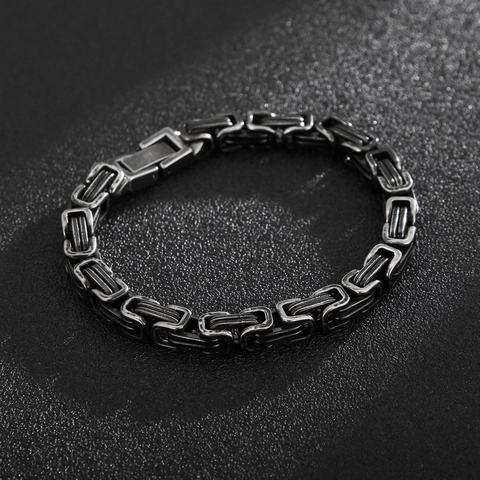 Collana Catena Bizantina Da Uomo Acciaio Inossidabile Vintage Ossidato Maglia Quadrata Stile Punk Industriale Gioielli