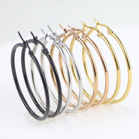 Minimalist Large Hoop Earrings 304 Stainless Steel Geometric Circle High Polish Fashion Jewelry For Women
