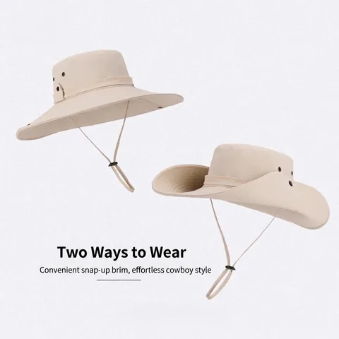 Outdoor Bucket Hat Waterproof Quick Dry Nylon Sun Protection Hiking Fishing Safari Boonie Hat Wide Brim Adjustable Strap