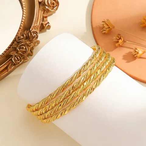 Vintage Gold Plated Copper Twisted Rope Bangle Bracelet Retro Spiral Braided Cuff For Women Wedding Jewelry Accessory