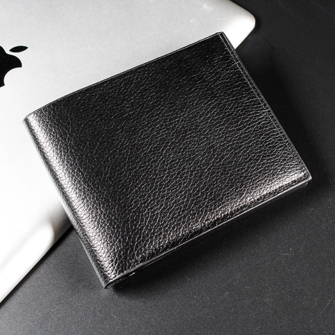 Ανδρικό Πορτοφόλι Bifold Από Δέρμα PU Με Κόκκους Λεπτό Σύντομο Πολλαπλές Υποδοχές Καρτών Παράθυρο Ταυτότητας