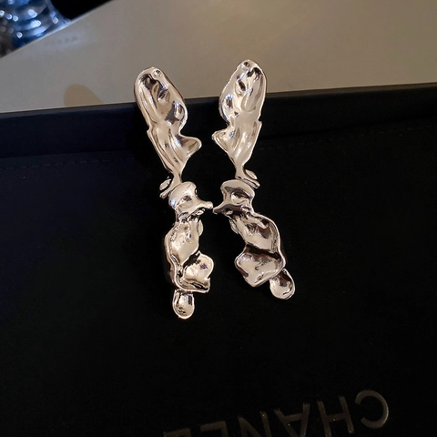 Western Style Irregular Geometric Metal Earrings For Women 925 Sterling Silver Earring Post Artificial Pearl Rhinestone Tassel Stud Earrings Luxury Jewelry