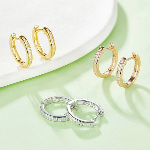 Pendientes de Aro de Lujo en Plata de Ley 925 Moissanita para Mujer Chapados en Oro Rosa Oro Redondos Joyería de Moda