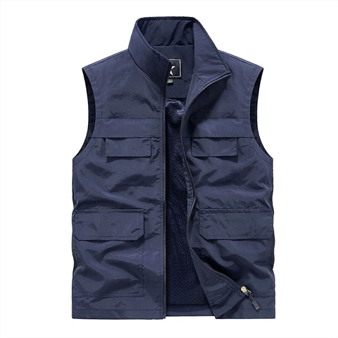 Men's Tactical Outdoor Vest Multi-Pocket Waterproof Nylon Casual Photography Travel Sleeveless Top