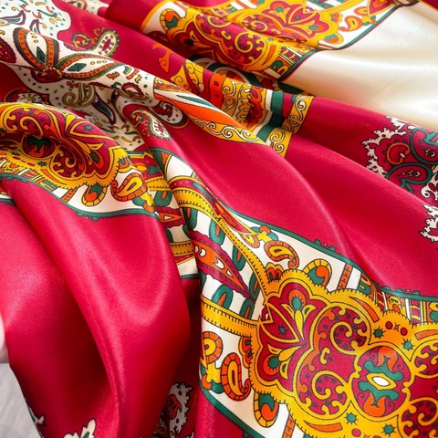 Großes Quadratisches Halstuch Aus Satin Satinnimitat Mit Paisleymuster Elegantes Leichtes Modisches Tuch Für Damen