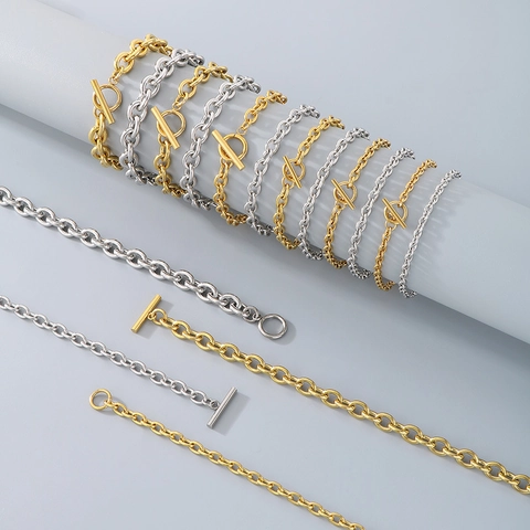 Collar Y Pulsera De Acero Inoxidable Con Cierre De Palanca OT Cadena En O Simple Joyas Modernas Para Hombre Mujer