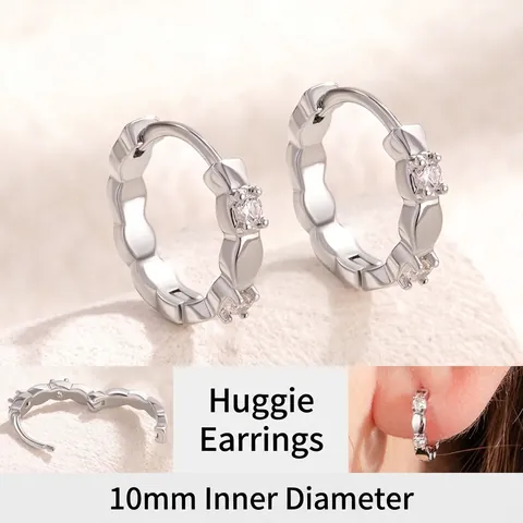 Golvende Rand Hoop Oorbellen Koper Met Zirkoon Ingelegd Eenvoudige Minimalistische Zoete Sieraden Voor Dames