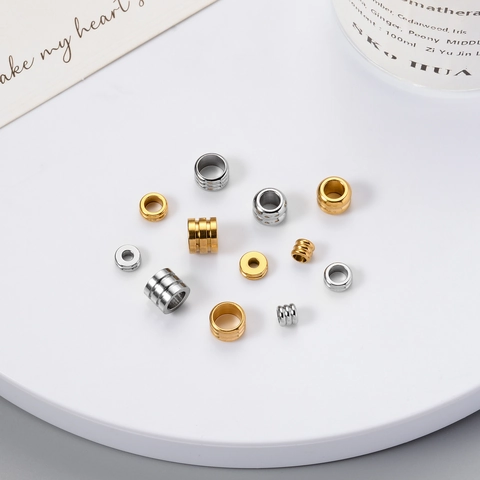 Stainless Steel Spacer Beads Cylindrical Layered Design DIY Jewelry Findings For Bracelet Necklace Making Accessories
