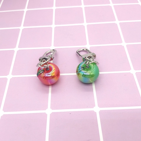 Portachiavi Mini Frutta Cangiante Colore AB Plastica Resina Fragola Mela Verdura Ciondolo Borsa Ornamento Carino