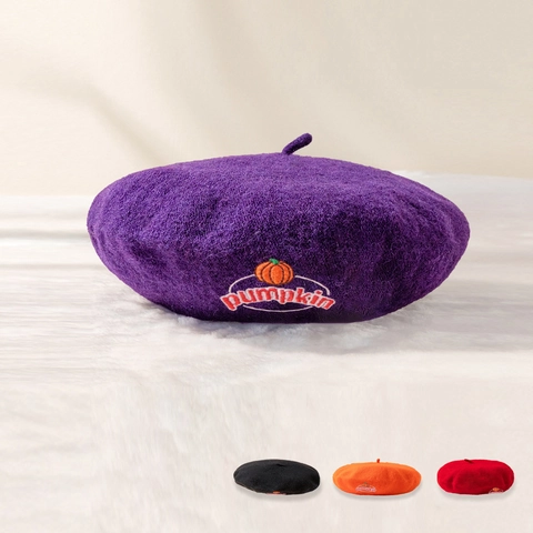 Berretto Con Ricamo Zucca Halloween Morbido Caldo Acrilico Autunno Inverno Cappello Da Pittore Per Donne