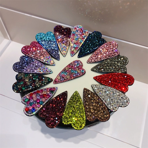 Pinza Para El Pelo Corazón Lujosa Con Estrás Brillante Aleación Pasador Lateral Accesorio Para Mujeres Niñas