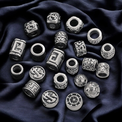 Vintage Stainless Steel Spacer Beads For DIY Jewelry Making Bracelet Necklace Accessories Retro Pattern Metal Charms