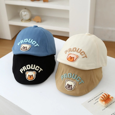 Peuter Baby Cartoon Beer Borduurwerk Baret Pet met Klep Katoen Zonnehoed Voor Kinderen Verstelbare Mode Baseballcap