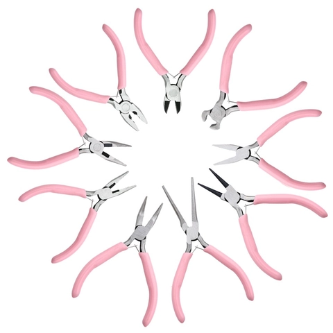 Jewelry Pliers Mini Pink Handle Precision Steel Tools For DIY Craft Beading Wire Wrapping Jewelry Making