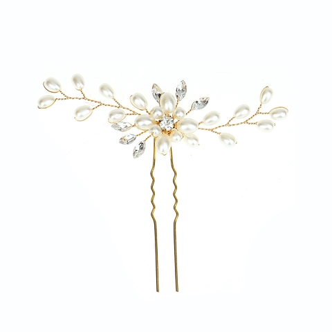 Set Of 6 Wedding Hair Sticks For Bride Gold Silver Alloy Artificial Pearl Rhinestone Flower Leaf Hair Pins For Women