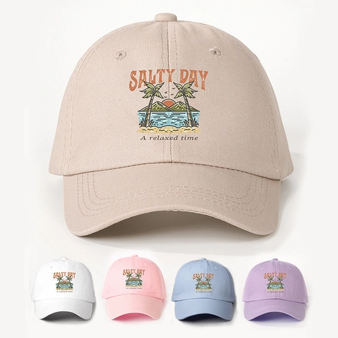 Salty Day Briefdruck Baseballkappe Polyester Verstellbare Sommer Strand Sonnenhut Für Outdoor Reisen Damen Herren