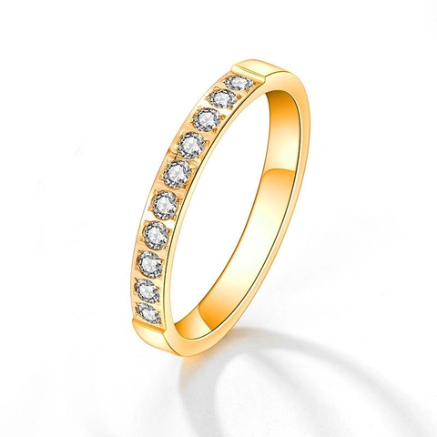 Minimalist Stainless Steel Half Eternity Row Ring Micro Pave Rhinestone Finger Ring For Women Fashion Jewelry Gift