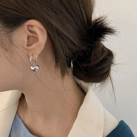 Orecchini Pendenti A Cuore Con Perno In Argento Gioielli In Metallo Minimalisti Per Donne