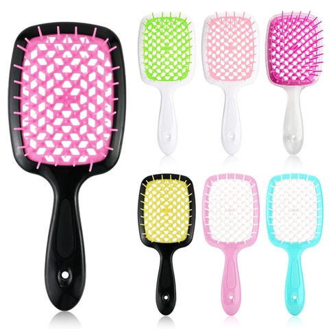 Hollow Vent Hair Brush ABS Plastic Detangling Comb For Dry And Wet Hair Scalp Massage Fluffy Styling Tool