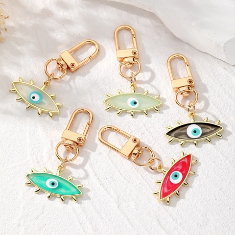 Vintage Böser Blick Schlüsselanhänger Legierung Emaille Anhänger Ethno-Stil Schutzausrüstung Amulett Mode Schmuck Schlüsselring Damen Herren