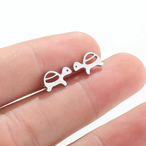 Tiny Sea Turtle Stud Earrings Stainless Steel Mini Cute Animal Ear Jewelry For Women Girls Minimalist Style
