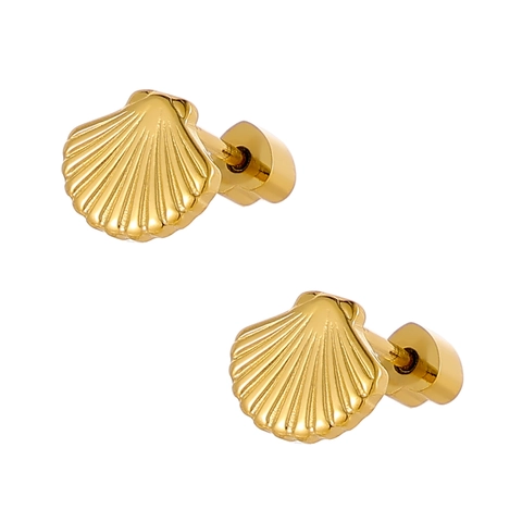 Stainless Steel Gold Plated Starfish Shell Heart Flower Butterfly Stud Earrings For Women Ocean Threaded Screw Back Jewelry
