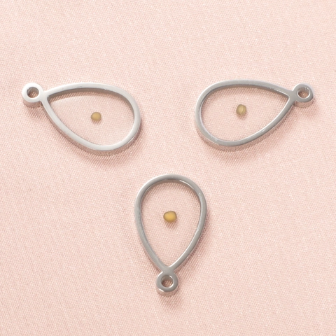 Water Drop Mustard Seed Wishing Pendant 304 Stainless Steel Necklace Charm For DIY Jewelry Making Dainty Minimalist Accessory