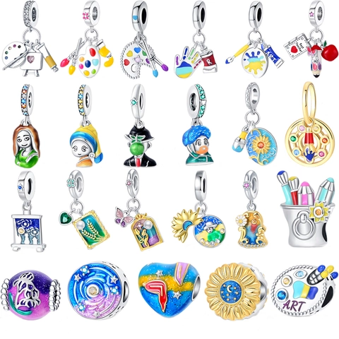 Charm Bead Art Oil Painting Palette Brush Enamel Masterpiece For DIY Bracelet Jewelry