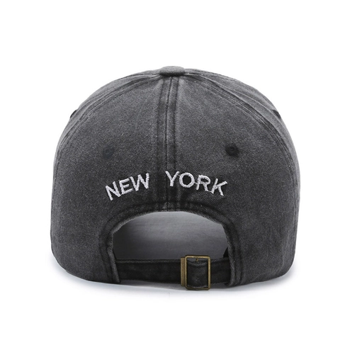 Vintage Washed Cotton Baseball Cap New York Embroidery Distressed Retro Streetwear Adjustable Sun Hat Unisex