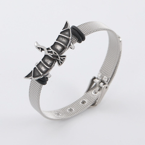 Pulsera De Malla Milanesa De Águila Acero Inoxidable Vintage Gótico Punk Joyas Ajustables Para Hombres Mujeres