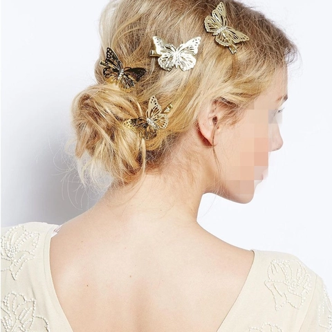 Vlinder Haarspeldjes Elegant Hol Metaal Verguld Zijspelden Mode Haaraccessoires Voor Dames Meisjes