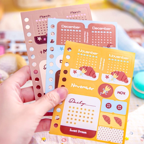 Monatliche Planer Aufkleber Beschichtetes Haftpapier Kalender To Do Liste Täglicher Zeitplan Scrapbooking Dekoration Süßer Cartoon