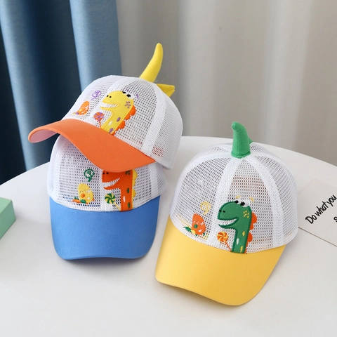 Kinderen Cartoon Dinosaurus Mesh Honkbalpet 3D Stekels Ademend Zomer Zonnehoed Peuters Jongens Meisjes Polyester