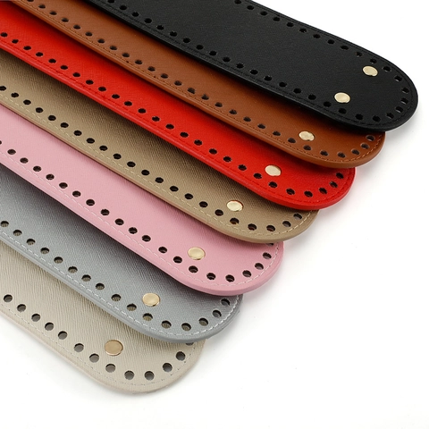 PU Leather Bag Bottom Base Shaper Pad With Metal Studs And Pre-Drilled Holes For DIY Crochet Knitting Handbag