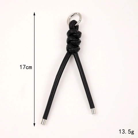 Woven PU Leather Rope Keychain Braided Knot Bag Pendant Versatile Handcrafted Metal Ring Accessory For Women