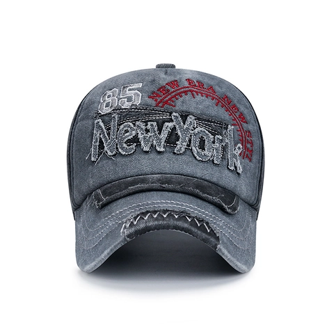 Baseball Cap Gewaschene Baumwolle Distressed New York Stickerei Color Block Vintage Street Style Sonnenhut