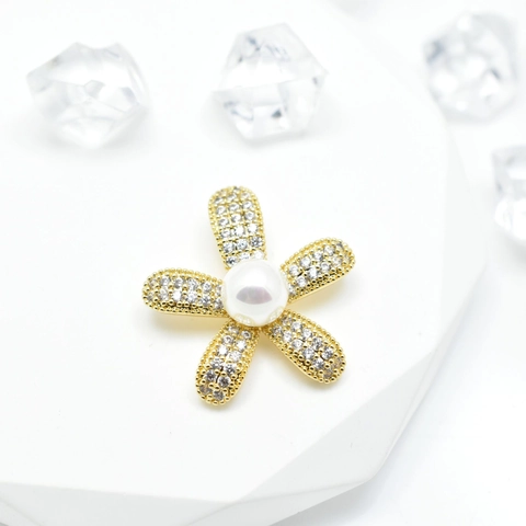 Base Per Ciondolo A Girasole In Rame Placcato Oro Con Strass E Castone Per Perla Artificial Elegante Forma Floreale Fai Da Te