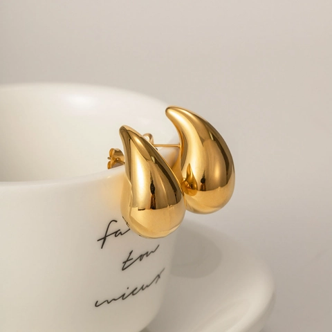 Orecchini Goccia Acciaio Inossidabile Placcato Oro Leggero Cavo Teardrop Chunky Minimalista Gioielli Geometrici Per Donne