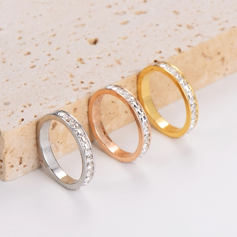 Anillo Geométrico Acero Inoxidable 304 Incrustación Madreperla Circonita Cúbica Cuadrada Joyería Moda Para Mujer