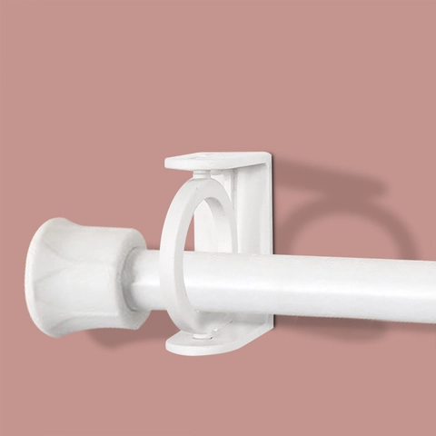Supporto Per Asta Da Tenda Ruotabile Senza Fori Gancio Adesivo Bianco Plastica Per Asta Telescopica