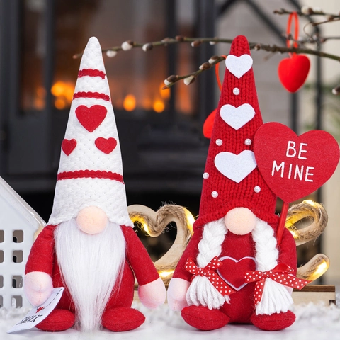 Valentijnsdag Kabouter Pluche Gezichtsloze Pop Hart Noordse Tomte Decor Voor Huis Feest Cadeau Rudolf Kabouter Ornament