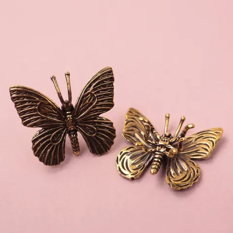 Vintage Solid Brass Butterfly Figurine Ornament Antique Bronze Insect Statue For Home Office Desk Decor